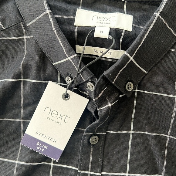 next Slim Fit Stretch Button Down Dress Shirt Black Size M New w/Tag Retail £32 - Picture 5 of 9